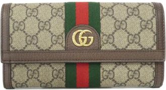 Gucci Ophidia Beige Brown Gg Supreme Long Wallet (Bi-Fold) (Pre-Owned)