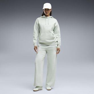 Puma Pantaloni a gamba larga in pile Essentials Cat da donna, Abbigliamento, Verde, XL