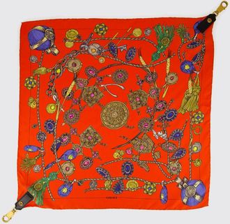 Versace Bandeau in pura seta con stampa grafica e moschettone