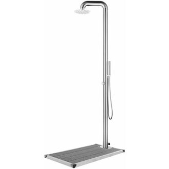vidaXL Ducha De Jard&iacute;n Con Base Gris 230 Cm Acero Inoxidable Vidaxl