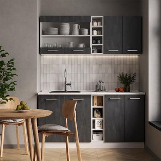 Vicco Cocina Vers&aacute;til R-line, Hormig&oacute;n Negro/blanco, 160 Cm Sin Encimera