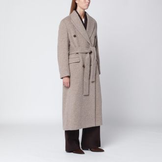 Golden Goose Cappotto con cintura greige in misto lana