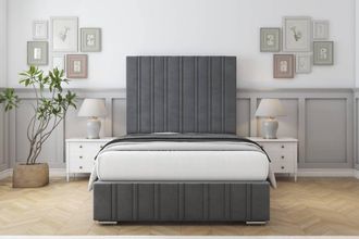 Sloomy Langston Coniston Deep-Sided Bed Frame With 50 Upholstered Headboard in Dark Grey | Size: Super King
