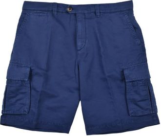 Brunello Cucinelli Prussian Blue Linen Blend Cargo Shorts, Brand Size 46 (US Size 30)