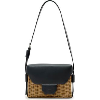 AllSaints Monique WIcker Shoulder Bag in Biscuit/Black at Nordstrom