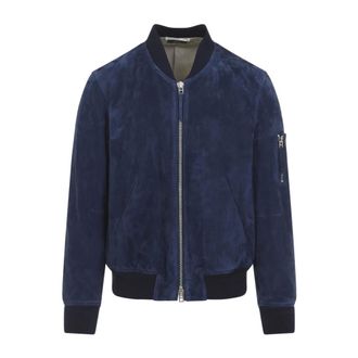 Tom Ford Soft Suede Bomber - male - Tom Ford - Leather Jackets - Blue - XL - Jackets
