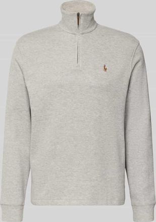 Polo Ralph Lauren Regular Fit Troyer aus reiner Baumwolle in Hellgrau Melange, Größe XXL