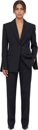 MUGLER Black Solid Peaked Lapel Blazer