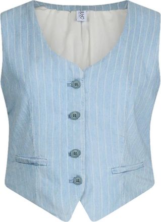 Liu Jo Sky Blue Vest - Dames - Gillet - Blauw - L - Katoen - Kostuums
