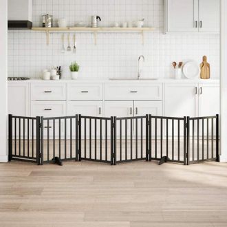 vidaXL Puerta De Perros Plegable 6 Paneles Madera Abeto Negra 300 Cm Vidaxl