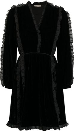 Ulla Johnson ruffle-trim mini dress - women - Viscose/Silk/Polyester - 0 - Black