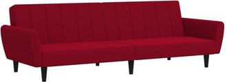 vidaXL Sof&aacute; Cama De 2 Plazas Terciopelo Color Vino Tinto Vidaxl