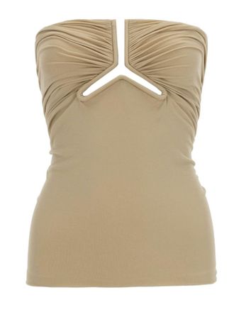 Rick Owens Beige Solid Strapless Top