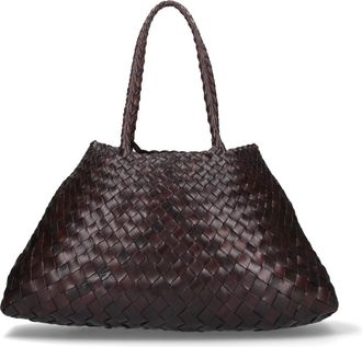 Dragon Diffusion Braided Leather Artisanal Finish Spacious Tote Bag