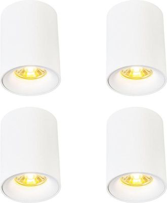 QAZQA Qazqa Set Di 4 Faretti Moderni Da Superficie Bianchi Gu10 50mm