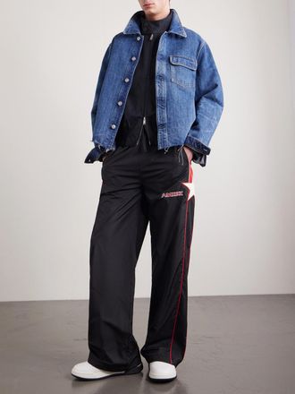 Amiri Straight-Leg Logo-Embroidered Striped Shell Sweatpants