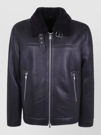 Dondup shearling leather regular-fit jacket