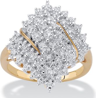 Palm Beach Jewelry Round Diamond Cluster Ring 1/4 TCW in 18k Gold-plated
