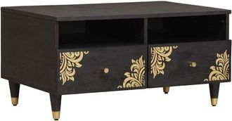 vidaXL Mesa De Caf&eacute; Negro 80 X 54 X 40 Cm Madera De Mango Maciza Vidaxl