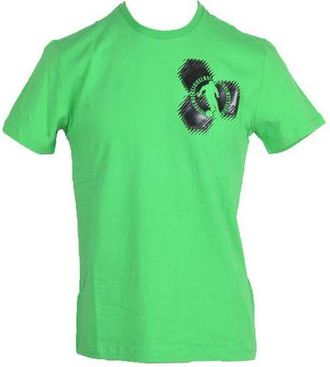 Dirk Bikkembergs Mens Short Sleeve Crew Neck Graphic Tee - Lime Green Cotton - Size Large