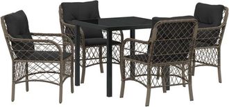 vidaXL Vidaxl - Garden Dining Set with Cushion 5 pcs Grey Poly rattan