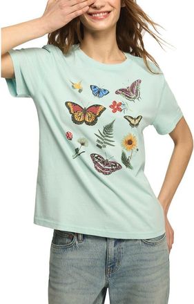 Lucky Brand Embellished Boyfriend Boyfriend T-Shirt in Aqua Blue at Nordstrom, Size X-Large
