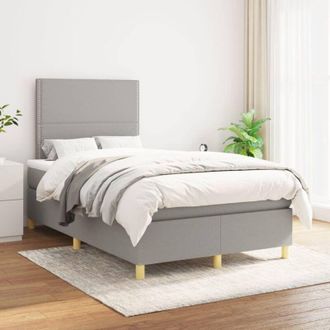 vidaXL Vidaxl - Cama Box Spring Con Colch&oacute;n Tela Gris Claro 120x200 Cm
