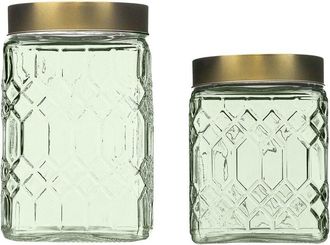 10 Strawberry Street Set Of 2 Lenox Textured Graduated Glass Canisters