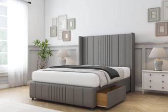 Comfort Beds Grace Dumfries Divan Base 2 Drawers - 54 Wingback-Footboard in Light Grey | Size: Super King