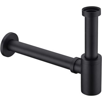 OEM Desag&uuml;e De Lavabo De Lat&oacute;n Con Sif&oacute;n En P Y Junta Deslizante Ajustable De 3,2 Cm, Desag&uuml;e Decorativo De Pared, Negro Mate -crezuo