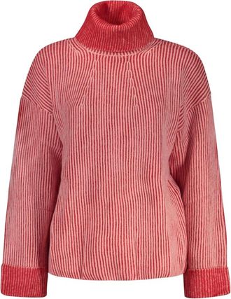 Desigual Emy Ribbed Turtleneck Sweater - Dames - Truien - Rood - Maat: M Wol