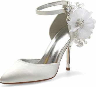 Miyoopark Womens High Heel Wedding Shoes Beaded Elegant Formal Party Pumps M529 Ivory UK 7.5
