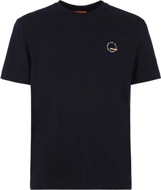 Suns Blauw Katoenen T-shirt met Voorkant Print - Heren - T-shirts - Blauw - S - Katoen - Tops