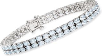 Ross-Simons 13.00- Aquamarine 2-Row Tennis Bracelet in Sterling Silver