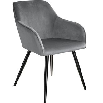 TecTake Silla de comedor aterciopelada 58 x 62 x 82 cm gris/negro