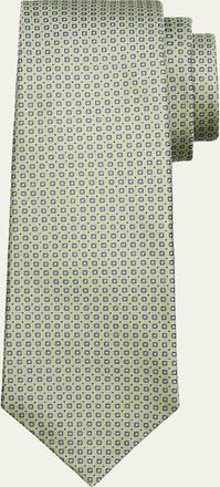 Kiton Mens Micro-Geometric Silk 7-Fold Tie