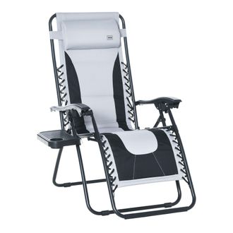 OUTSUNNY Zero Gravity Lounger Folding Recliner Chair w/ Cup Holder Padded Pillow | TJ Hughes