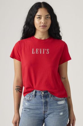 Levi's Camiseta Graphic Classic - Mujer - XS - Rojo / Rhinestone Serif Logo Rhythmic Red