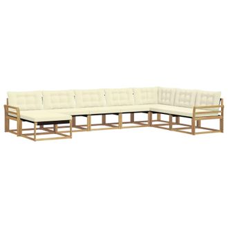 vidaXL Conjunto De Sof&aacute;s De Exterior Con Coj&iacute;n 8 Pcs Blanco Y Crema Vidaxl