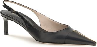 Tom Ford Womens Leather Slingback Pumps Black Calf Bos Taurus High Heel Shoes