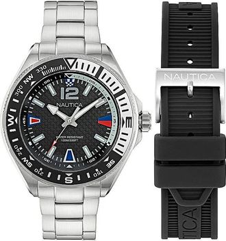 Nautica Clearwater Beach Quartz Black Dial Mens Watch Box Set NAPCWF303