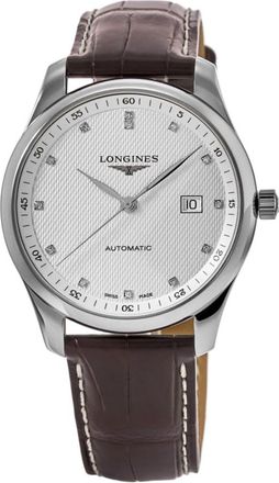 Longines Master Collection Automatic 40mm Silver Diamond Dial Leather Strap Mens Watch L2.793.4.77.3