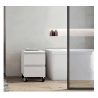 Savini Carrellino Multiuso 4 Ruote - 41x44x58 Cm - Colore Bianco Lucido