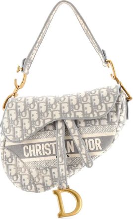 Dior Saddle Handbag Logo Embroidered Oblique Canvas Medium shoulder bag - Grijs