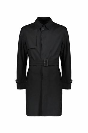 Herno Mens Two-Pocket Belted Waist Trench Coat In Black