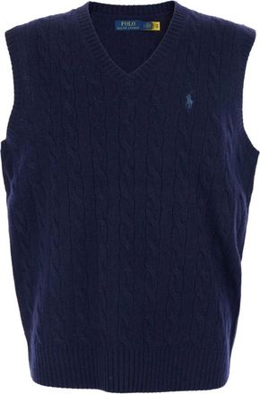Polo Ralph Lauren Truien & Vesten, Heren, Blauw, L, Wol, Wool And Cashmere Vest
