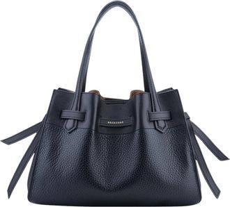 Pourchet Tassen, Dames, Blauw, ONE Size, Leer, Marine handtas maat M - van leer