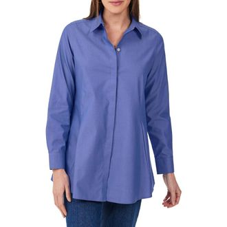 Foxcroft Cici Non-Iron Tunic Blouse in Dark Chambray at Nordstrom Rack, Size 4