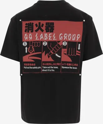44 Label Group Mens Printed Cotton T-Shirt Black T-Shirts And Polos