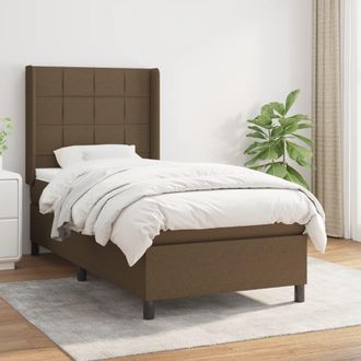 vidaXL Vidaxl - Cama Box Spring Con Colch&oacute;n Tela Marr&oacute;n Oscuro 90x190 Cm